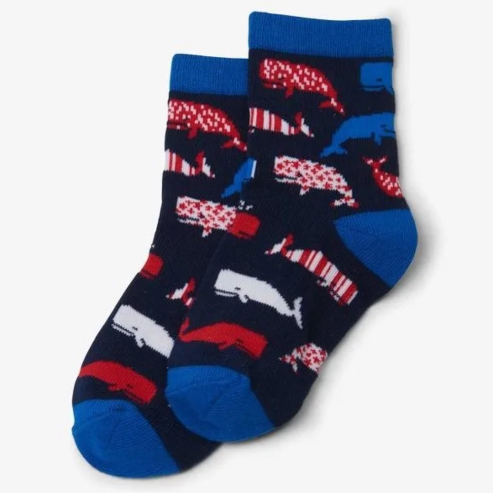 Nautical Blue Whales Kids Socks NWT 2-4 years